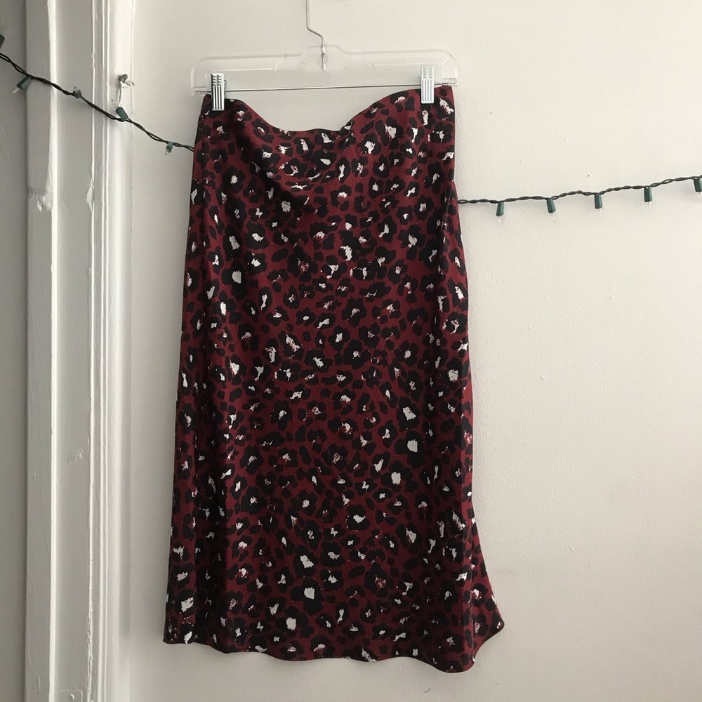 NWT Loft Outlet Red Cheetah Midi Skirt